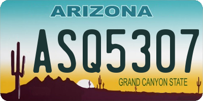 AZ license plate ASQ5307