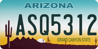 AZ license plate ASQ5312