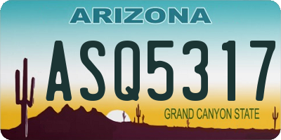AZ license plate ASQ5317