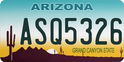 AZ license plate ASQ5326