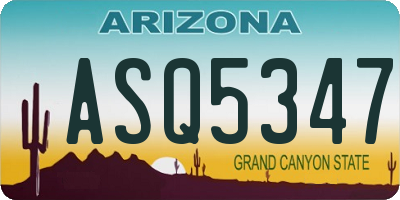 AZ license plate ASQ5347
