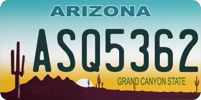 AZ license plate ASQ5362