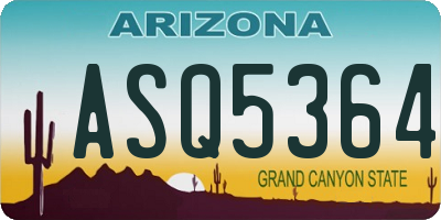 AZ license plate ASQ5364