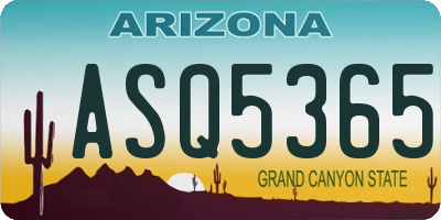 AZ license plate ASQ5365