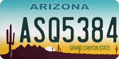 AZ license plate ASQ5384