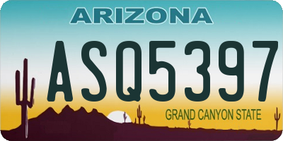 AZ license plate ASQ5397