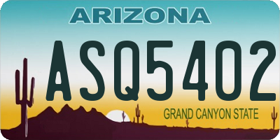 AZ license plate ASQ5402