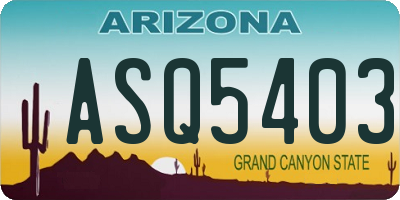 AZ license plate ASQ5403