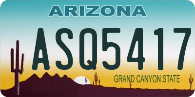 AZ license plate ASQ5417