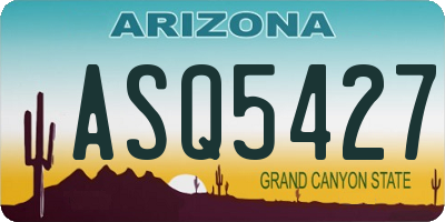 AZ license plate ASQ5427