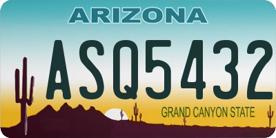 AZ license plate ASQ5432