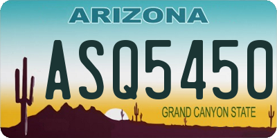 AZ license plate ASQ5450