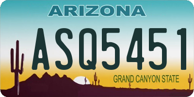 AZ license plate ASQ5451