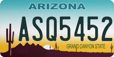 AZ license plate ASQ5452