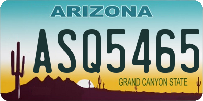 AZ license plate ASQ5465