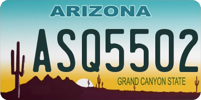 AZ license plate ASQ5502