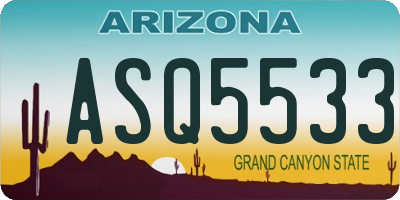 AZ license plate ASQ5533