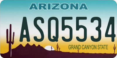 AZ license plate ASQ5534