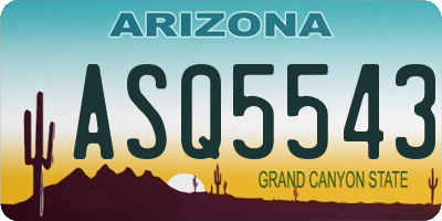 AZ license plate ASQ5543