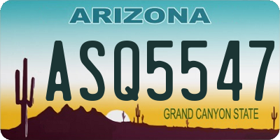 AZ license plate ASQ5547