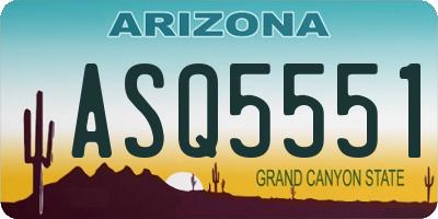 AZ license plate ASQ5551