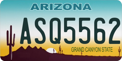 AZ license plate ASQ5562
