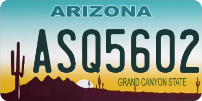 AZ license plate ASQ5602
