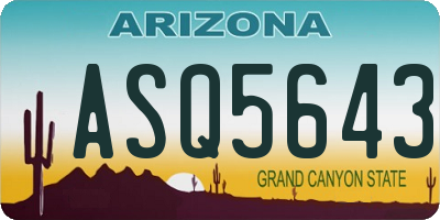 AZ license plate ASQ5643