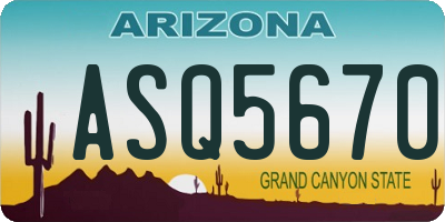 AZ license plate ASQ5670
