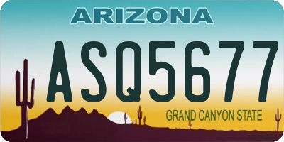 AZ license plate ASQ5677