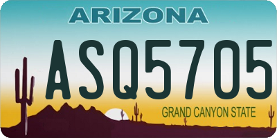 AZ license plate ASQ5705
