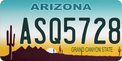 AZ license plate ASQ5728