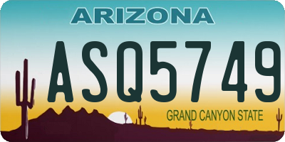 AZ license plate ASQ5749