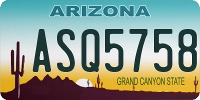AZ license plate ASQ5758