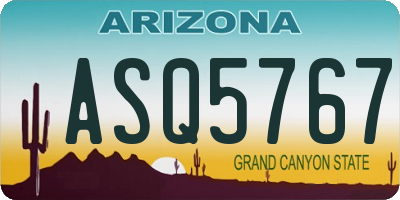 AZ license plate ASQ5767