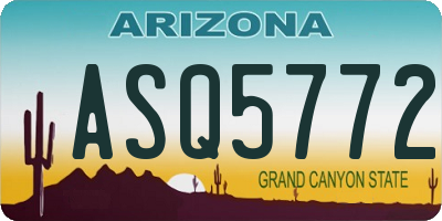 AZ license plate ASQ5772