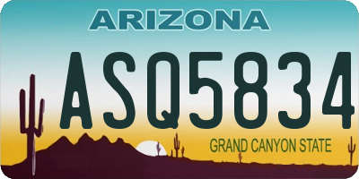 AZ license plate ASQ5834