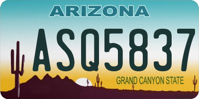 AZ license plate ASQ5837
