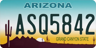 AZ license plate ASQ5842