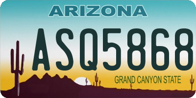 AZ license plate ASQ5868