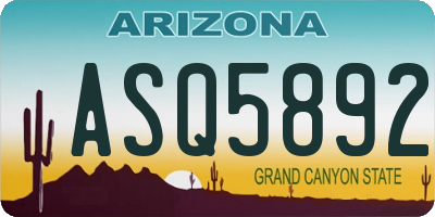 AZ license plate ASQ5892