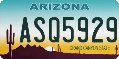 AZ license plate ASQ5929