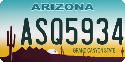 AZ license plate ASQ5934