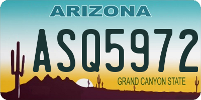 AZ license plate ASQ5972