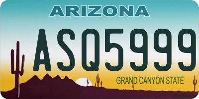 AZ license plate ASQ5999