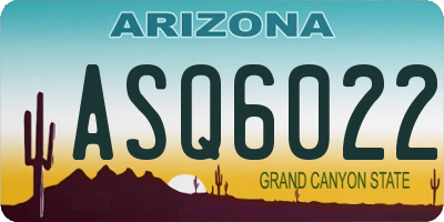 AZ license plate ASQ6022