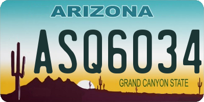 AZ license plate ASQ6034