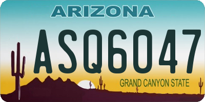 AZ license plate ASQ6047