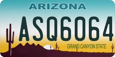 AZ license plate ASQ6064