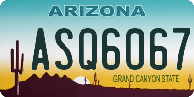 AZ license plate ASQ6067